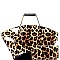 METAL HANDLE LEOPARD PRINT SATCHEL WALLET SET