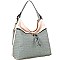 Front Zipper Compartment Color-Block Woven Detail 2-Way Hobo MH-BY4230