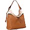 Front Zipper Compartment Color-Block Woven Detail 2-Way Hobo MH-BY4230