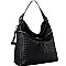 Front Zipper Compartment Color-Block Woven Detail 2-Way Hobo MH-BY4230