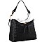 Front Zipper Compartment Color-Block Woven Detail 2-Way Hobo MH-BY4230