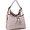 Front Zipper Compartment Color-Block Woven Detail 2-Way Hobo MH-BY4230
