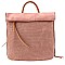 Two-Tone Textured Roll-Up Flap Backpack