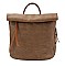 Two-Tone Textured Roll-Up Flap Backpack