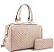 2 IN 1 STYLISH V QUILT STITCH DESIGN DUFFEL BAG WALLET SET