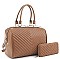 2 IN 1 STYLISH V QUILT STITCH DESIGN DUFFEL BAG WALLET SET