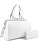 2 IN 1 STYLISH V QUILT STITCH DESIGN DUFFEL BAG WALLET SET
