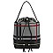 Drawstring Checker Plaid Print Linen Bucket Satchel