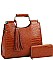 2 IN 1 CROC STYLISH TASSEL ACCENT SATCHEL WALLET SET