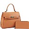 2 IN 1 QUILTED CHECKBOARD PATTERN DESIGN SATCHEL WALLET SET