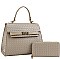2 IN 1 QUILTED CHECKBOARD PATTERN DESIGN SATCHEL WALLET SET