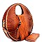 Ostrich Print Embossed Fringed Round Boutique Satchel Wallet SET