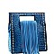 Fringe Accent Ostrich Print Cut-out Handle 2-Way Medium Satchel MH-D0497