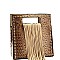 Fringe Accent Ostrich Print Cut-out Handle 2-Way Medium Satchel MH-D0497