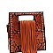 Fringe Accent Snake Print Cut-out Handle 2-Way Medium Satchel MH-D0499