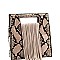 Fringe Accent Snake Print Cut-out Handle 2-Way Medium Satchel MH-D0499
