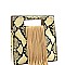 Fringe Accent Snake Print Cut-out Handle 2-Way Medium Satchel MH-D0499