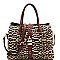 LEOPARD PRINT PADLOCK ACCENT SATCHEL