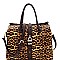 LEOPARD PRINT PADLOCK ACCENT SATCHEL