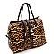 LEOPARD PRINT PADLOCK ACCENT SATCHEL