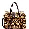 LEOPARD PRINT PADLOCK ACCENT SATCHEL