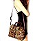 LEOPARD PRINT PADLOCK ACCENT SATCHEL
