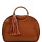 CROCODILE TRIM TASSEL ACCENT SATCHEL