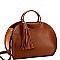 CROCODILE TRIM TASSEL ACCENT SATCHEL