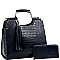 Tassel Accent Crocodile Print Satchel Wallet SET