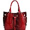 3-Compartment Crocodile Print Drawstring Tote
