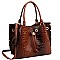 3-Compartment Crocodile Print Drawstring Tote