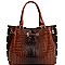 3-Compartment Crocodile Print Drawstring Tote