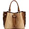 3-Compartment Crocodile Print Drawstring Tote