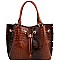 3-Compartment Crocodile Print Drawstring Tote