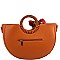 2-Way Scarf Accent Wooden Handle Half-Moon Satchel
