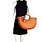 2-Way Scarf Accent Wooden Handle Half-Moon Satchel