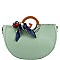 2-Way Scarf Accent Wooden Handle Half-Moon Satchel