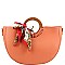 2-Way Scarf Accent Wooden Handle Half-Moon Satchel
