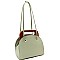Structured Wooden Top Handle Accent Boxy Tote Bag