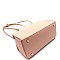 Structured Wooden Top Handle Accent Boxy Tote Bag