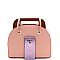 Structured Wooden Top Handle Accent Boxy Tote Bag
