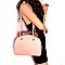 Structured Wooden Top Handle Accent Boxy Tote Bag
