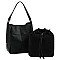2-in-1 Woven Bucket Shoulder Bag Hobo