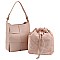 2-in-1 Woven Bucket Shoulder Bag Hobo