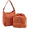 2-in-1 Woven Bucket Shoulder Bag Hobo