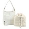 2-in-1 Woven Bucket Shoulder Bag Hobo