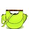 Lizard Print 2-Way Bamboo Handle Accent Wing Satchel
