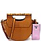 Lizard Print 2-Way Bamboo Handle Accent Wing Satchel