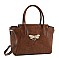 3IN1 PLAIN SMOOTH RHINESTONE BEE TOTE BAG WITH MULTI COLORED SNAKE BAG AND WALLET SET