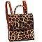 CONVERTIBLE LEOPARD PRINT BACKPACK SATCHEL